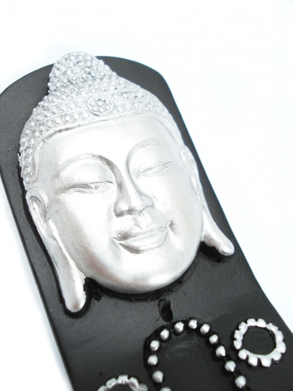 Wierookhouder Thaise Boeddha (Zilver op zwart)
