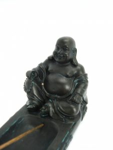 Wierookhouder zittende Chinese Boeddha (Zwart)