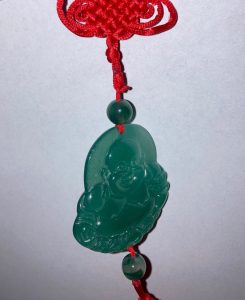 Voorspoed en Geluk Amulet Lachende Boeddha Jade (donkergroen) - Afbeelding 2