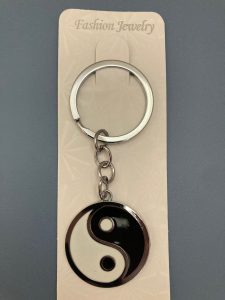 Sleutelhanger Yin Yang (metalen ring en ketting)